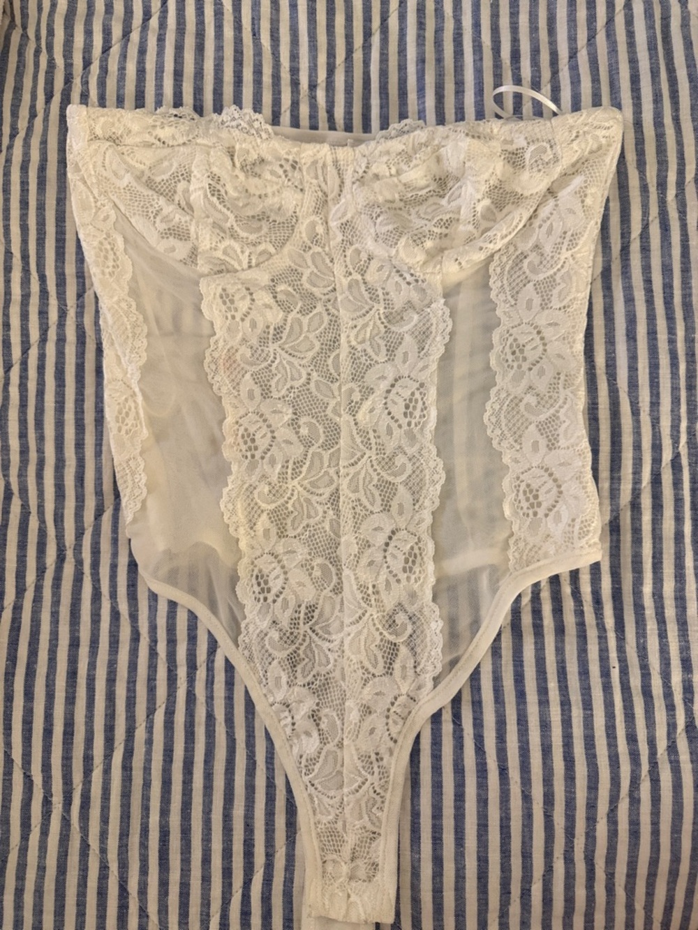 Princess Polly Ivory Lace High-Waist Sheer Thong Bodysuit